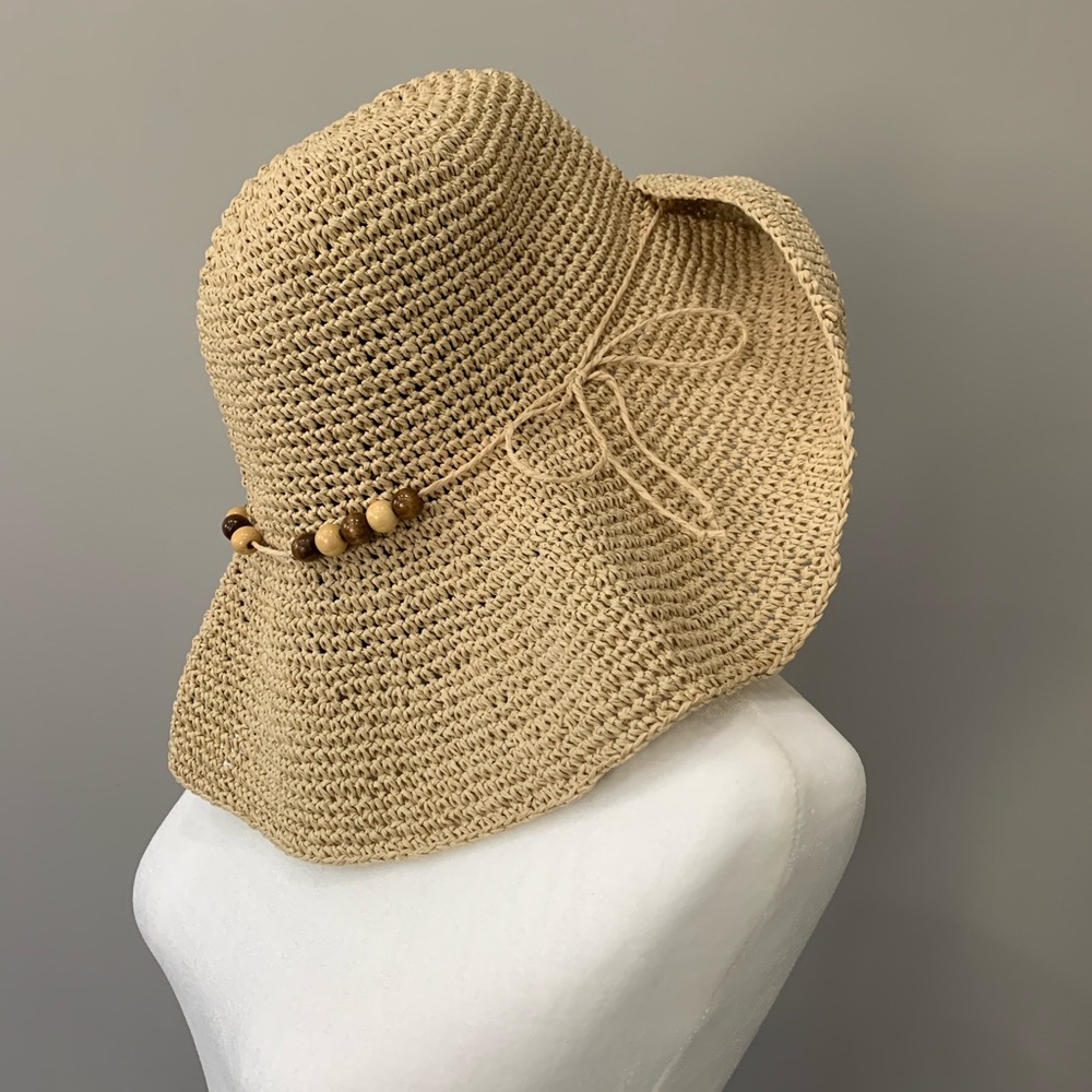 Straw Beach Hat with Beads
